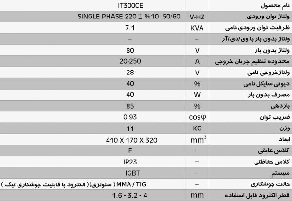 اینورتر جوشکاری الكترود سلولزي ایران ترانس مدل IT300CE